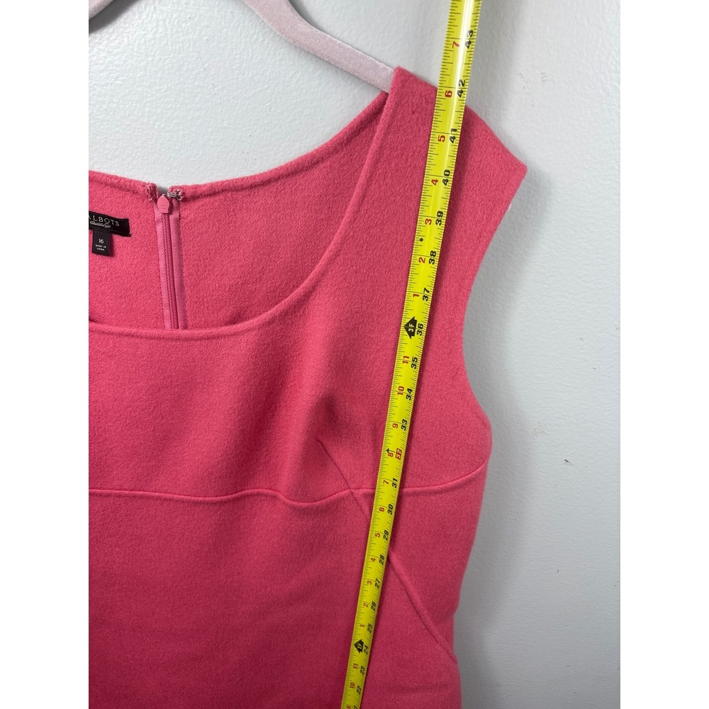 Talbots Pink Wool Blend Sheath Dress Womens 16 Sleeveless Career Preppy - Picture 4 of 7